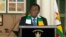 FILE - Zimbabwean President Emmerson Mnangagwa addresses a press conference at State House in Harare on Sunday, August 27, 2023.