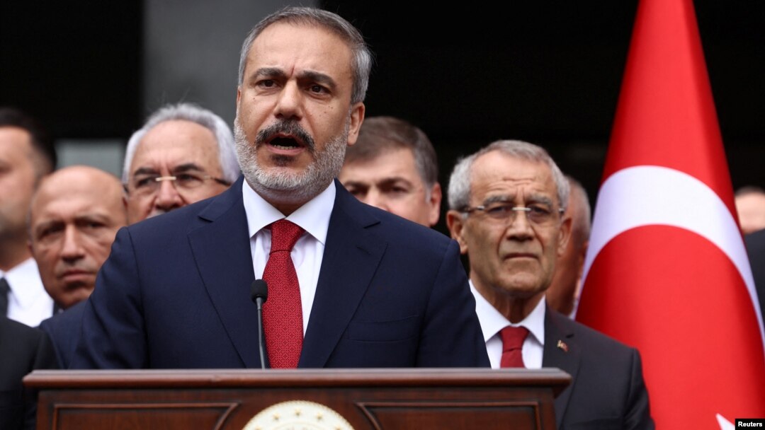 Turkey's Foreign Minister Hakan Fidan speaks during a ceremony in Ankara, Turkey, June 5, 2023. 