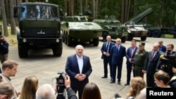 Belarusian President Alexander Lukashenko speaks to reporters in the Minsk Region, Belarus June 13, 2023. (Press Service of the President of the Republic of Belarus/Handout via REUTERS)