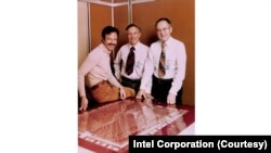 A photo from 1978 shows, from left, Andy Grove, Robert Noyce and Gordon Moore. Moore and Noyce were co-founders of Intel Corporation in July 1968.