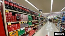 FILE - Sodas are displayed at a Vons grocery store in Pasadena, Calif., June 10, 2020. Many soft drinks contain the artificial sweetener aspartame, which is about 200 times sweeter than sugar. It's the world's most widely used artificial sweetener.