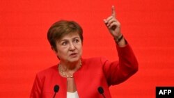 FILE - International Monetary Fund Managing Director Kristalina Georgieva speaks during the China Development Forum in Beijing on March 24, 2024. 