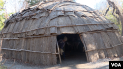A wetu, a Wampanoag dwelling, at the Plimoth Patuxet Museums in Plymouth, Massachusetts.