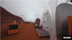 Одно из помещений модели марсианской базы (скриншот из видео НАСА)