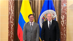 Presiden Kolombia Gustavo Petro mengunjungi markas OAS di Washington DC, Rabu, 19 April 2023.