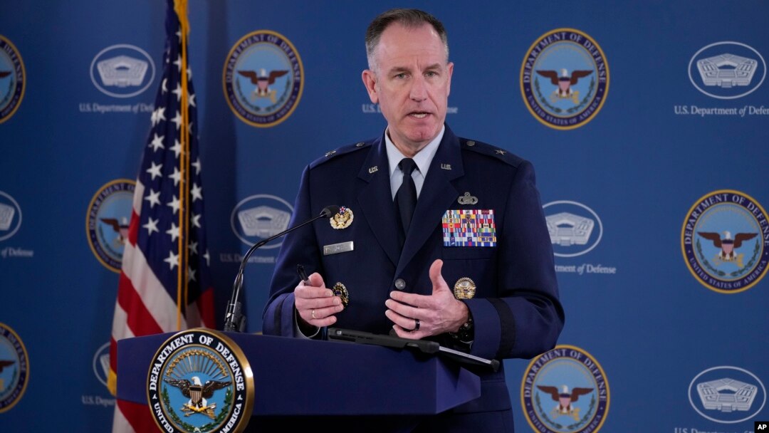 FILE - Pentagon spokesman Air Force Brig. Gen. Pat Ryder briefs reporters at the Pentagon in Washington, Feb. 10, 2023.