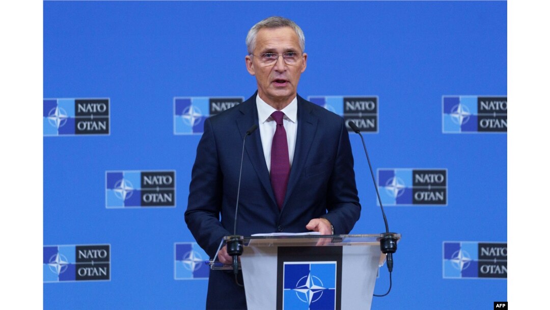 Sekretaris Jenderal NATO Jens Stoltenberg dalam konferensi pers di Markas Besar NATO di Brussels, 29 November 2023. (SIMON WOHLFAHRT / AFP)