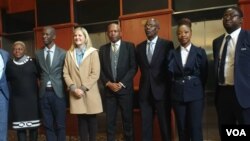 Members of the Zimbabwe soccer Normalization Committee with Sports Minister Kirsty Coventry, FIFA, COSAFA and other sports administrators