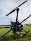 An Argos intercepter drone is seen during a Counter Unmanned Aircraft Systems (C-UAS) exercise in Vredepeel, Netherlands, on Sept. 20, 2023. 