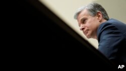 FBI Director Christopher Wray on Capitol Hill in Washington, July 12, 2023.. 