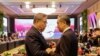 2023年7月13日，韩国外交部长朴振（左）在印度尼西亚雅加达举行的“东盟加三”外长会议之前与中共外交主管王毅会谈。（路透社照片）