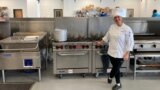 Clarissa Haglid, a graduate of the culinary school at the Delaware Food Bank, in the food bank's kitchen on February 7, 2024. Haglid received an apprenticeship at a nearby hotel following her completion of the program. (Dan Novak/VOA)