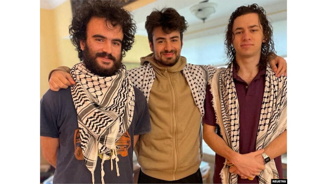 Hisham Awartani, Kinnan Abdel Hamid and Tahseen Ahmed, three college students of Palestinian descent who were shot near the University of Vermont in Burlington on Nov. 25, 2023 are seen in this undated handout photo.