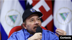El mandatario nicaragüense Daniel Ortega en un acto central en conmemoración del 43 aniversario de la Gran Cruzada Nacional de Alfabetización el 23 de marzo de 2023. Foto: Presidencia de Nicaragua
