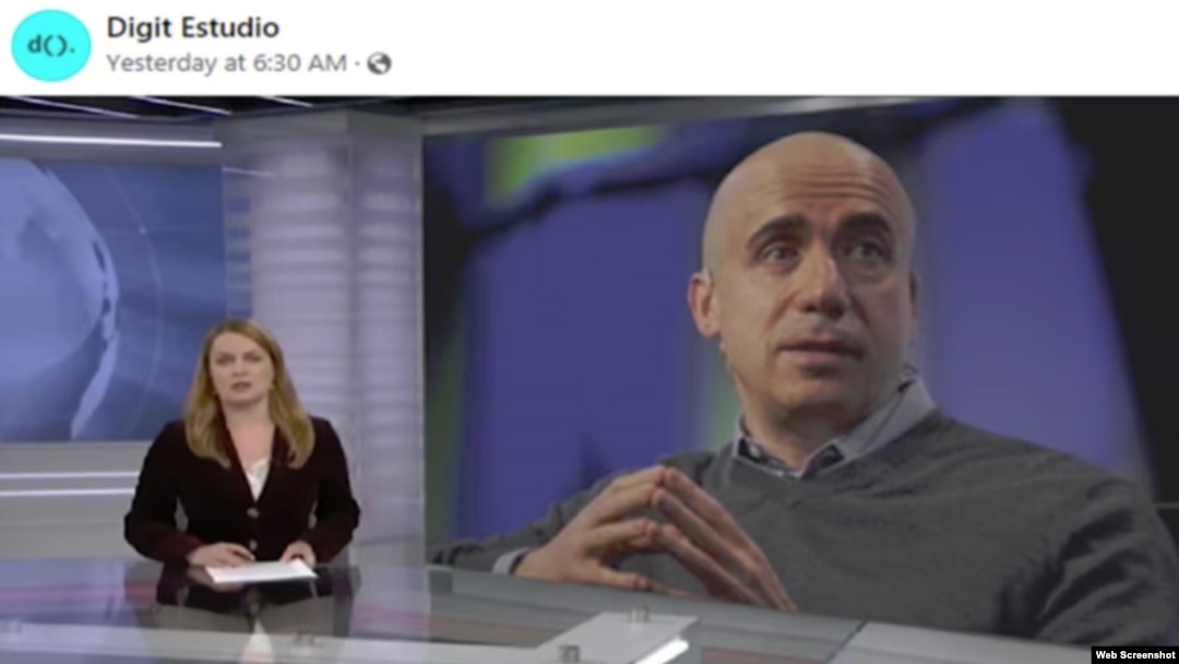 FILE - A screenshot of the deepfake video with VOA's Ksenia Turkova.