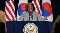Duta Besar AS untuk PBB Linda Thomas-Greenfield berbicara pada konferensi pers di American Diplomacy House di Seoul pada 17 April 2024. (Foto: via Reuters)