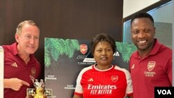Ray Parlour na Lauren Bisan-Etame Mayer bakanyujijeho mu ikipe ya Arsenal n''Ambasaderi w'u Rwanda I Washington Mathilde Mukantabana