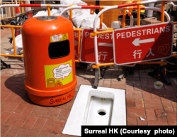 垃圾筒旁邊P蹲廁 網民盛讚設計“非常好” 。(圖片來源：Surreal HK)