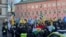 Protesters celebrate the guilty verdict of Hamid Noury in Stockholm, Sweden, Dec. 19, 2023.
