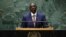 Prezidan Kenya William Samoei Ruto pwononse yon diskou devan 78em Asanble Jeneral Nasyonzuni nan Nouyok, 21 Sept. 2023. 