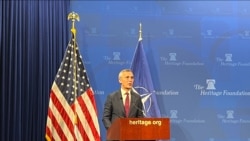 北大西洋公约组织（NATO）秘书长延斯·斯托尔滕贝格（Jens Stoltenberg）1月31日在华盛顿智库传统基金会发布演说，聚焦援助乌克兰和应对中国挑战。（美国之音记者薛小山拍摄）