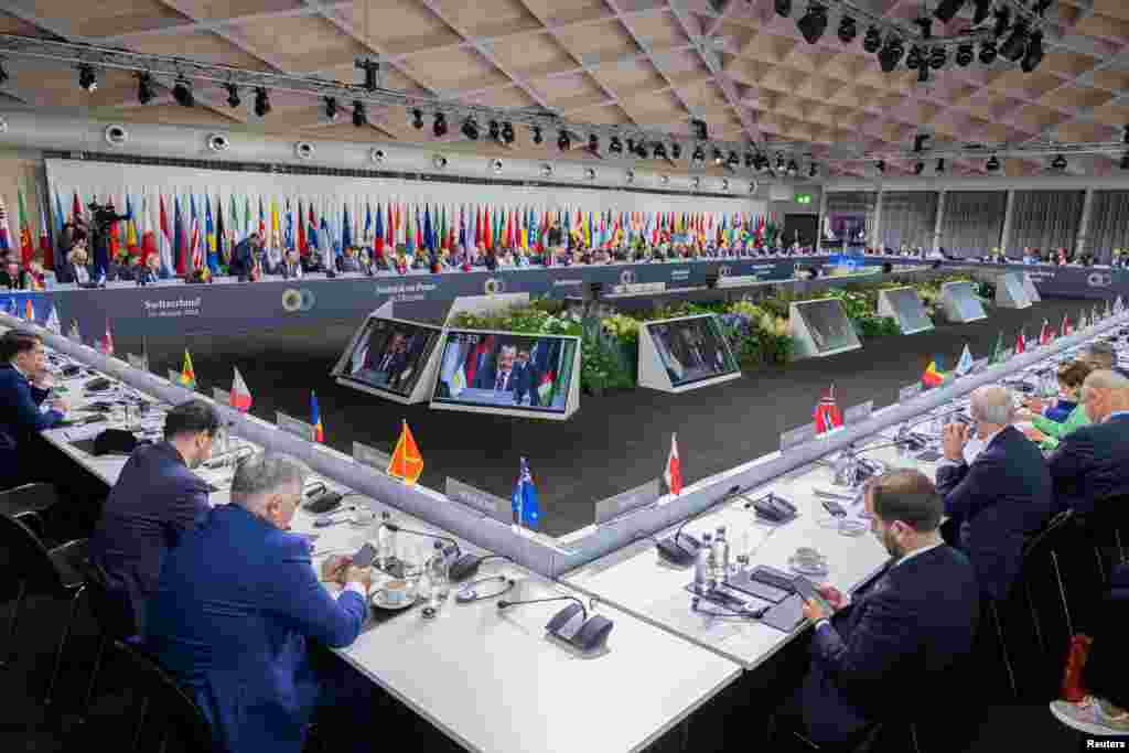 Heads of states attend the plenary session of the Summit on peace in Ukraine, in Stansstad near Lucerne, Switzerland.