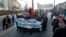 Antifascist activists march in Hungary's capital on Saturday to oppose an annual commemoration held by far-right groups, in Budapest, Feb. 10, 2024. The banner reads: "Stop the glorification of Nazis."