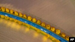 Cars drive on a road near Frankfurt, Germany. (AP Photo/Michael Probst)