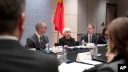 美国财长耶伦对在北京的美国商界人士讲话。（美联社2023年7月7日）