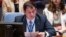 Russian Deputy Ambassador to the United Nations Dmitry Polyanskiy speaks during the UN Security Council meeting to discuss the maintenance of peace and security of Ukraine, July 21, 2023, at UN headquarters. 