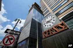 A 685-foot-tall tower under construction on the former Hudson's site is seen in Detroit, July 7, 2023.