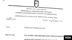 Letra e dorëheqjes e zotit Ardian Koçi