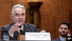 FILE - Kurt Campbell, who was then the National Security Council coordinator for Indo-Pacific affairs, testifies during a Senate Foreign Relations Committee hearing to examine his nomination to be deputy secretary of state, on Capitol Hill in Washington, Dec. 7, 2023.