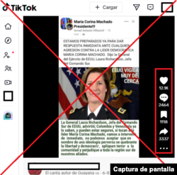 Captura de desinformación en TikTok.
