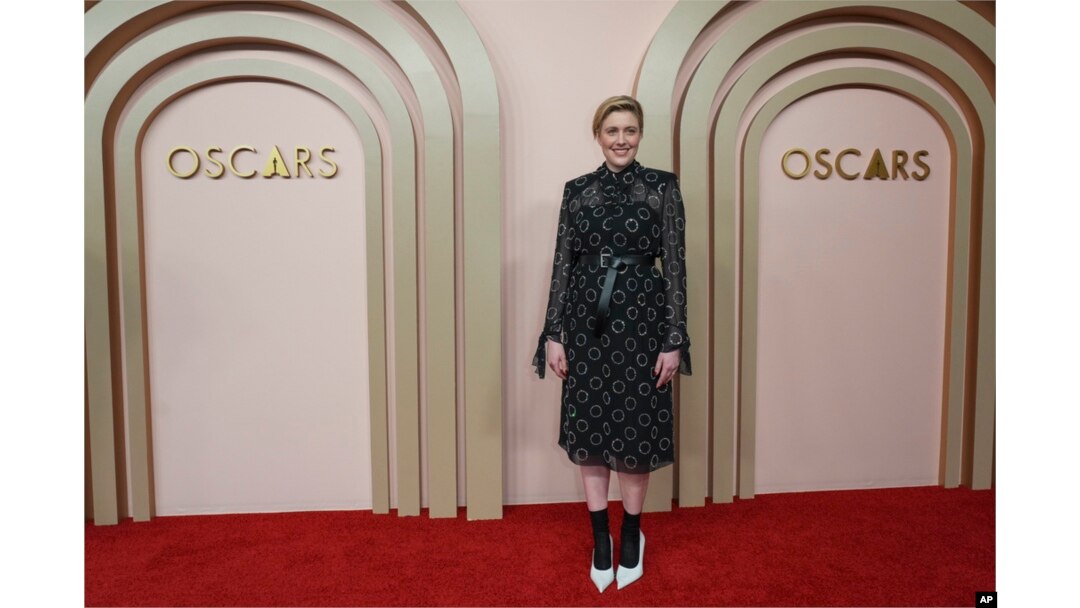 Greta Gerwig arrives at the 96th Academy Awards Oscar nominees luncheon at the Beverly Hilton Hotel in Beverly Hills, California, Feb. 12, 2024.