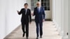 President Joe Biden and Japanese Prime Minister Fumio Kishida walk along the colonnade of the White House after a State Arrival Ceremony, April 10, 2024.