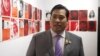 Vacharaesorn Vivacharawongse, the Thai King's disavowed son, is seen at the "Faces of Victims of 112" exhibition at Columbia University, in New York, Sept. 18, 2023. (Pinitkarn Tulachom/VOA)