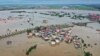 The aerial photo taken on July 2, 2024 shows submerged buildings after a flood peak in Jiujiang, in central China's Jiangxi province. 