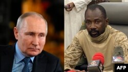 Le président russe Vladimir Poutine et le chef de la junte malienne, le colonel Assimi Goïta.