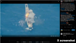 Screenshot of a Feb. 7, 2024, X post, which falsely links footage of the 2018 sinking of the ex-USS Racine by the U.S. and its allies to recent Houthi attacks in the Red Sea.