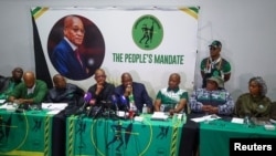 South Africa's former President Jacob Zuma, leader of the uMkhonto we Sizwe party, addresses members of the media on current political developments post-election, in Sandton, South Africa, June 16, 2024.