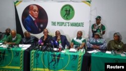 South Africa's former President Jacob Zuma, leader of the uMkhonto we Sizwe party, addresses members of the media on current political developments post-election, in Sandton, South Africa, June 16, 2024.