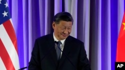 中国国家主席习近平2023年11月15日在旧金山出席美国商界主办的晚宴并发表讲话。