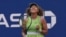 Petenis asal Jepang Naomi OSaka merayakan kemenangan atas lawannya petenis asal Latvia Jelena Ostapenko di babak pertama AS Terbuka yang digelar di New York, pada 27 Agustus 2024. (Foto: AFP/Timothy A. Clary)