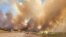 Clouds of smoke from a forest fire rise to the sky on the island of Rhodes, Greece, July 22, 2023. A large blaze burning on Rhodes forced the evacuation of two seaside resorts.