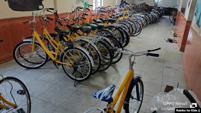 Những chiếc xe đạp cho trẻ em Hà Tĩnh. (Hình: Facebook của Rebike for Kids)