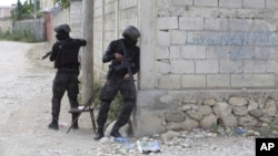 National Police patrol during an anti-gang operation in the Tabare neighborhood of Port-au-Prince, Haiti, July 25, 2023.