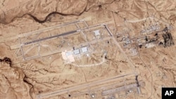 This satellite photo taken by Planet Labs PBC shows Israel's Nevatim air base, April 19, 2024.