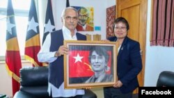 NUG’s foreign minister Zin Mar Aung (right) and Timorese president José Ramos-Horta (Left) July 1 (Facebook/NUG)