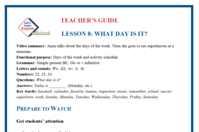 Lesson Video: Days of the Week